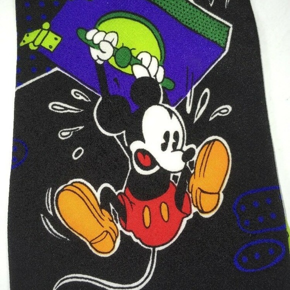 MICKEY MOUSE with DRAGONS Blue Polkadot Silk Tie - Picture 5 of 8